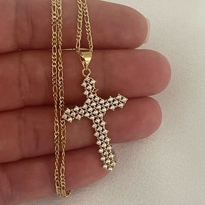 18k Gold Filled Diamond Cross Necklace